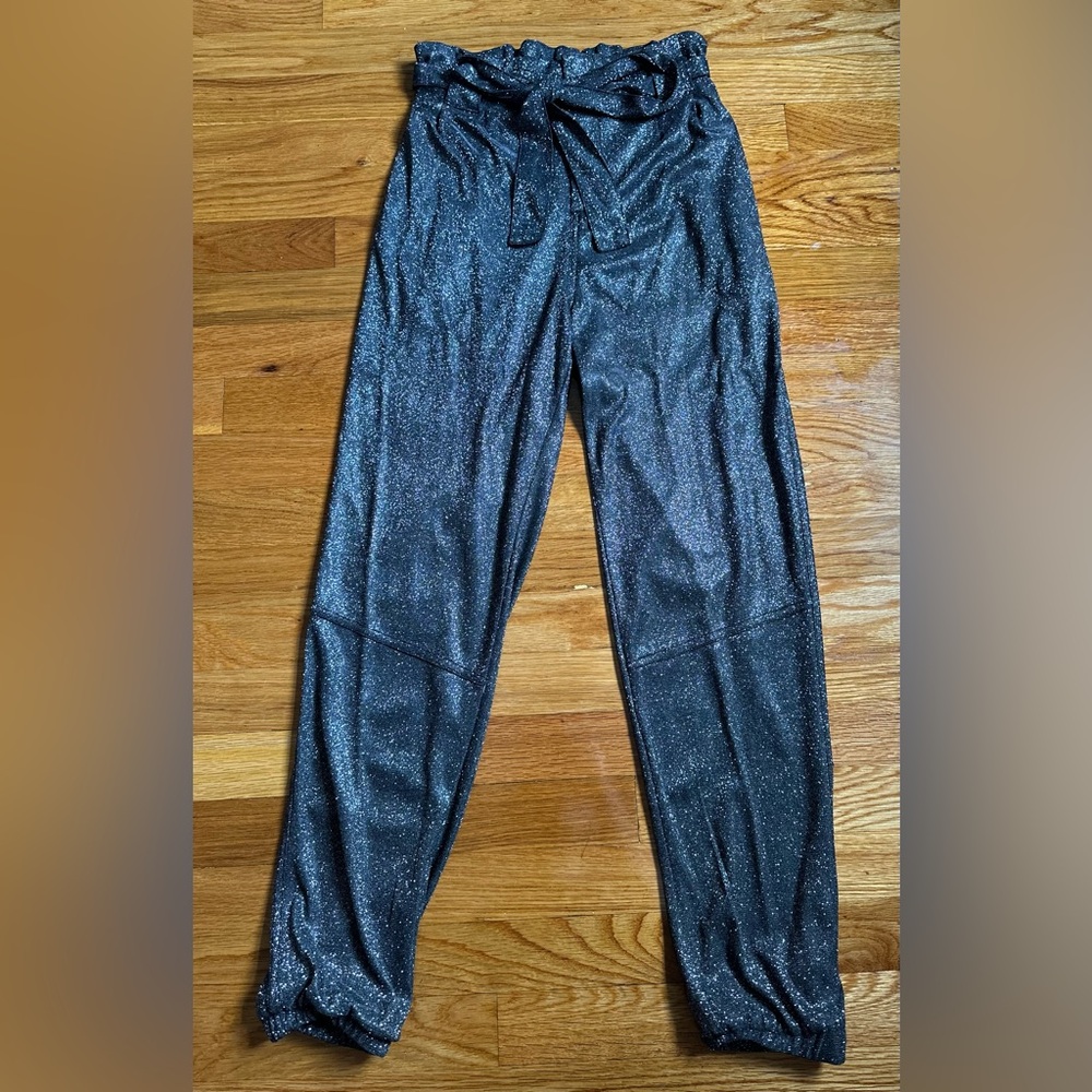 Windsor Black Glitter Joggers with Elastic Waist